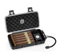 Velfree Travel Cigar Humidor Case, Portable Humidor Cigar Box with Humidifier & Cigar Cutter, Waterproof, Crushproof and Airtight Cigar Case for 5 Cigars-Cigar Accessories for Men