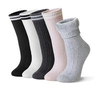 Velice Winter Warm Thermal Socks for Women Extra Thick Insulated Heated Crew Boot Socks for Cold Weather 5 Pairs, Pink/Dark Grey/Black/Grey/White, One size