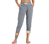 Velichor Women's 28" 31" 34" 36" Sherpa Polar Fleece Lined Jogger Pants Warm Sweatpants Thermal Athletic Lounge Petite Tall Light Heather Grey