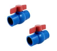 VELIF-2X 40Mm X Slip Full Port Red Handle Lever U-PVC Ball Valve Blue