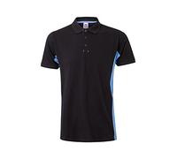 VELILLA 105504; Two-Tone Short Sleeve Polo; Black and Light Blue; Size M