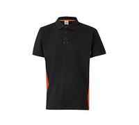 VELILLA 105504; Two-Tone Short Sleeve Polo; Black and Orange; Size XL