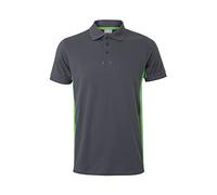 VELILLA 105504; Two-Tone Short-Sleeved Polo; Grey and Lime Green; Size 2XL