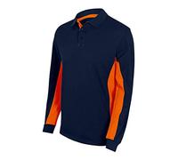 VELILLA 105514 61/16 - A.Navy/Orange 3XL - Two-Tone Long Sleeve Polo Navy Blue Size 3XL