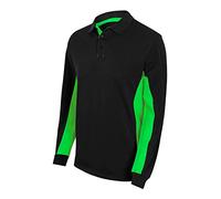 Velilla 105514; Two-Tone Long Sleeve Polo; Black and Lime Green; Size 3XL