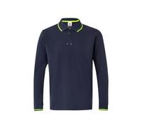 Velilla 105515 61/20 - A.Navy/A.FLUOR M - Two-Tone Polo Shirt with Long Sleeve Stripe Navy Blue, Size M