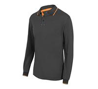 Velilla 105515 8/19 - Grey/NARA FLUOR XS - Two-Tone Polo Shirt with Long Sleeve Grey Size XS