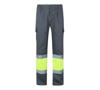 VELILLA 157 Two Tone Multi Pocket High Visibility Pants, Grey and neon Yellow, 3XL