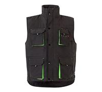 VELILLA 205902 Two-Tone Multi-Pocket Padded Vest Black and Lime Green Size 2XL