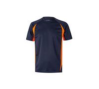 VELILLA Men's Non-Applicable Technical T-Shirt, Navy and Neon Orange, M