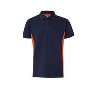 VELILLA Two-Tone Short Sleeve Polo Shirt Navy Blue and Orange Size L