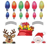 VELIN Magnets Christmas Car Decorations Reflective Bulb Light Shaped Magnets Refrigerator Ornaments Christmas Reindeer Christmas Bells Car Stickers Decorations