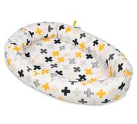 Velinda Baby nest, cushion, soft,0-8 months, snuggly,Baby sleeping, newborn, 100% cotton (pattern: yellow crosses)
