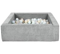 Velinda Ball Pit Ball Pool Ball Pool Children's Pool Square 300 Balls (Colour of the Pool/Balls: Grey (Cord)/Transparent, Cappuccino, Mint)