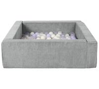 Velinda Ball Pit Ball Pool Ball Pool Children's Pool Square 300 Balls (Colour of the Pool/Balls: Grey (Cord)/Transparent, Pearl White, Purple, Yellow (Pastel))