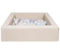 Velinda Ball Pit Ball Pool Ball Pool Children's Pool Square Bouclé 300 Balls (Colour: White, Transparent, Blue (Pastel), Yellow (Pastel))