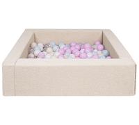 Velinda Ball Pit Ball Pool Ball Pool Children's Pool Square Bouclé 300 Balls (Colour: White, Transparent, Pink, Blue, Yellow (Pastel))