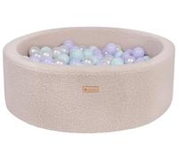 Velinda Bouclé Baby Kids Children Ball Pit with 300 balls, Gift (Ball pit/balls colour: cappuccino/pearl, purple, mint)