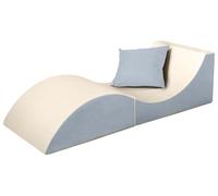 Velinda Folding sofa, comfortable, relaxing, 3 in one, pouffe, table (colour: beige and grey)