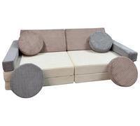 Velinda Multifunctional Sofa Pouffe Armchair Kids Foam Elements Play (Color : Cream (Corduroy), Light Pink (Corduroy), Grey (Corduroy))