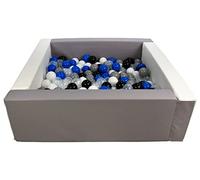 Velinda Soft play ball pit, home ball pit, indoor, outdoor, ball pit + 200 balls (Ball pit/balls colour: white, grey/black, white, transparent, blue, grey)