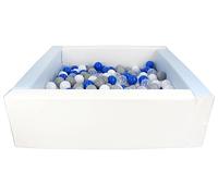 Velinda Soft play ball pit, home ball pit, indoor, outdoor, ball pit + 200 balls (Ball pit/balls colour: white, blue (pastel)/white, transparent, blue, grey)