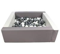 Velinda Soft play ball pit, home ball pit, indoor, outdoor, ball pit + 200 balls (Ball pit/balls colour: white, grey/white, grey, silver)