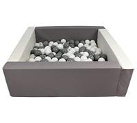 Velinda Soft play ball pit, home ball pit, indoor, outdoor, ball pit + 200 balls (Ball pit/balls colour: white, grey/white, grey)
