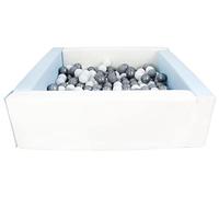 Velinda Soft play ball pit, home ball pit, indoor, outdoor, ball pit + 200 balls (Ball pit/balls colour: white, blue (pastel)/white, grey, silver)