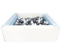 Velinda Soft play ball pit, home ball pit, indoor, outdoor, ball pit + 300 balls (Ball pit/balls colour: white, blue (pastel)/white, grey, silver)