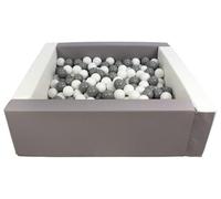 Velinda Soft play ball pit, home ball pit, indoor, outdoor, ball pit + 300 balls (Ball pit/balls colour: white, grey/white, grey)