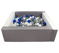 Velinda Soft play ball pit, home ball pit, indoor, outdoor, ball pit + 300 balls (Ball pit/balls colour: white, grey/white, transparent, blue, grey)