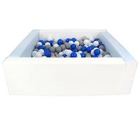 Velinda Soft play ball pit, home ball pit, indoor, outdoor, ball pit + 300 balls (Ball pit/balls colour: white, blue (pastel)/white, blue, grey)