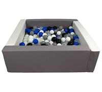 Velinda Soft play ball pit, home ball pit, indoor, outdoor, ball pit + 300 balls (Ball pit/balls colour: white, grey/black, white, transparent, blue, grey)