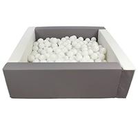 Velinda Soft play ball pit, home ball pit, indoor, outdoor, ball pit + 300 balls (Ball pit/balls colour: white, grey/white)