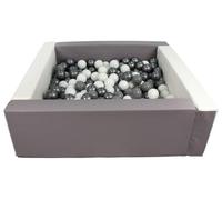 Velinda Soft play ball pit, home ball pit, indoor, outdoor, ball pit + 300 balls (Ball pit/balls colour: white, grey/white, grey, silver)
