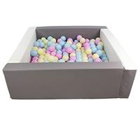 Velinda Soft play ball pit, home ball pit, indoor, outdoor, ball pit + 300 balls (Ball pit/balls colour: white, grey/pink, blue, yellow (pastel))