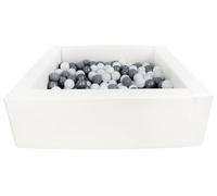 Velinda Soft play ball pit, home ball pit, indoor, outdoor, ball pit + 300 balls (Ball pit/balls colour: white/white, grey, silver)