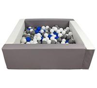 Velinda Soft play ball pit, home ball pit, indoor, outdoor, ball pit + 300 balls (Ball pit/balls colour: white, grey/white, blue, grey)