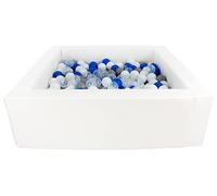 Velinda Soft play ball pit, home ball pit, indoor, outdoor, ball pit + 300 balls (Ball pit/balls colour: white/white, transparent, blue, grey)