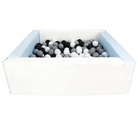 Velinda Soft play ball pit, home ball pit, indoor, outdoor, ball pit + 300 balls (Ball pit/balls colour: white, blue (pastel)/black, white, grey)