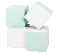 Velinda Soft Play Cubes, 4 blocks, soft toy, foam, building blocks for kids, stacking (colour: white, mint)