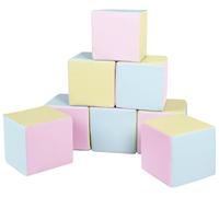 Velinda Soft Play Cubes, 8 blocks, soft toy, foam, building blocks for kids, stacking (colour: pink, yellow (pastel))