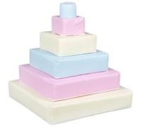 Velinda Stacking blocks, 6 blocks, soft play, pyramid shape, tower blocks (colour: white, pink (pastel), ())