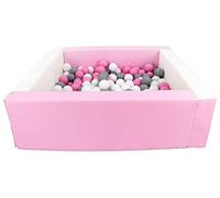Velinda Swimming Pool with 200 Coloured Squares Faux Leather 5 Elements Child Play (Colour Pool/Balls: White, Pink (Pastel)/White, Light Pink, Grey)