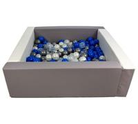Velinda Swimming Pool with 200 Coloured Squares Imitation Leather 5 Elements Child Play (Colour Pool/Balls: White, Grey/Pearl White, Transparent, Blue, Silver)