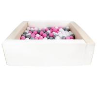 Velinda Swimming Pool with 300 Coloured Squares Faux Leather 5 Elements Child Play (Colour Pool/Balls: White, Cappuccino/White, Light Pink, Grey)