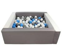 Velinda Swimming Pool with 300 Coloured Squares Imitation Leather 5 Elements Child Play (Colour Pool/Balls: White, Grey/White, Light Blue, Grey)