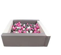 Velinda Swimming Pool with 300 Coloured Squares Imitation Leather 5 Elements Child Play (Colour Pool/Balls: White, Grey/White, Light Pink, Grey)