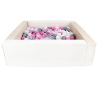 Velinda Swimming Pool with 300 Coloured Squares Imitation Leather 5 Elements Child Play (Colour Pool/Balls: White, Cappuccino/White, Transparent, Light Pink, Grey)